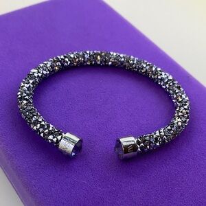 💛 Swarovski Purple/Black Crystal Cuff Bracelet | Pavé Sparkle Modern Glam